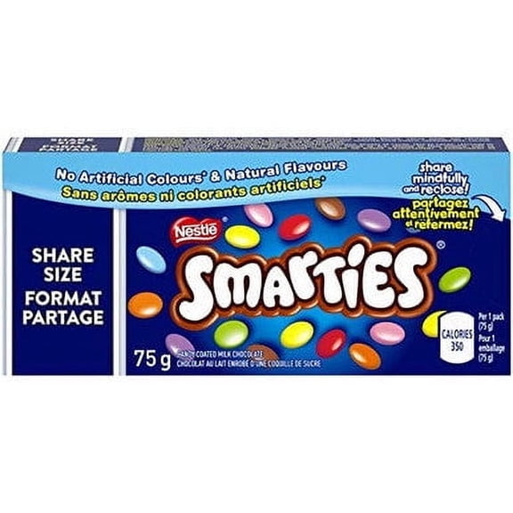 Nestle Smarties Share Size Case of 24 x 75g/2.6oz