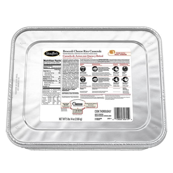 Nestle Stouffers Broccoli Cheese Rice Casserole, 94 Ounce - 4 per case.