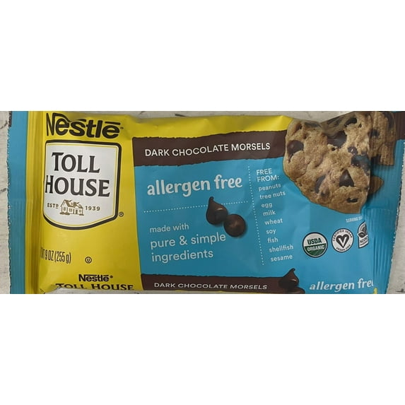 Nestle Toll House ALLERGEN FREE DARK CHOCOLATE Morsels Baking Chips 9 oz Bag