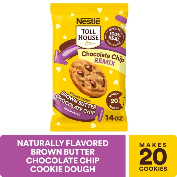 Nestle Toll House, Chocolate Chip Remix, Naturally Flavored Brown Butter Chocolate Chip Cookie Dough 14 oz