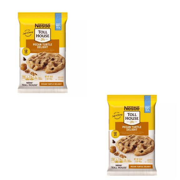 Nestle Toll House Cookie Dough - Pecan Turtle Delight, 16 oz Pack of 2 - pecan cookies, turtle cookie dough, baking mix, dessert dough, gourmet cookie dough