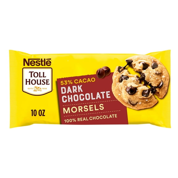 Nestle Toll House Dark Chocolate Chips for Holiday Christmas Cookie Baking, Regular, 10 oz Bag