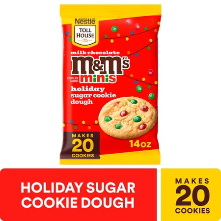 Nestle Toll House Ready to Bake M&M'S Minis Holiday Refrigerated Sugar Cookie Dough, 14 oz
