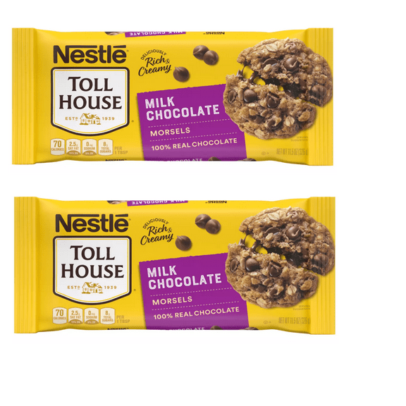 Nestle Toll House Milk Chocolate Morsels Baking Chips, 11.5 oz Pack of 2 - milk chocolate chips, baking chocolate, dessert ingredient, sweet chips, nestle morsels