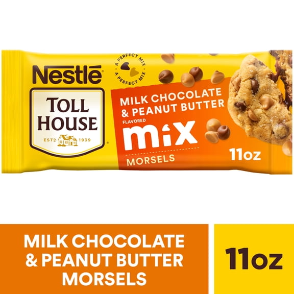 Nestle Toll House Milk Chocolate and Peanut Butter Baking Chips, Flavored Morsels, 11 oz