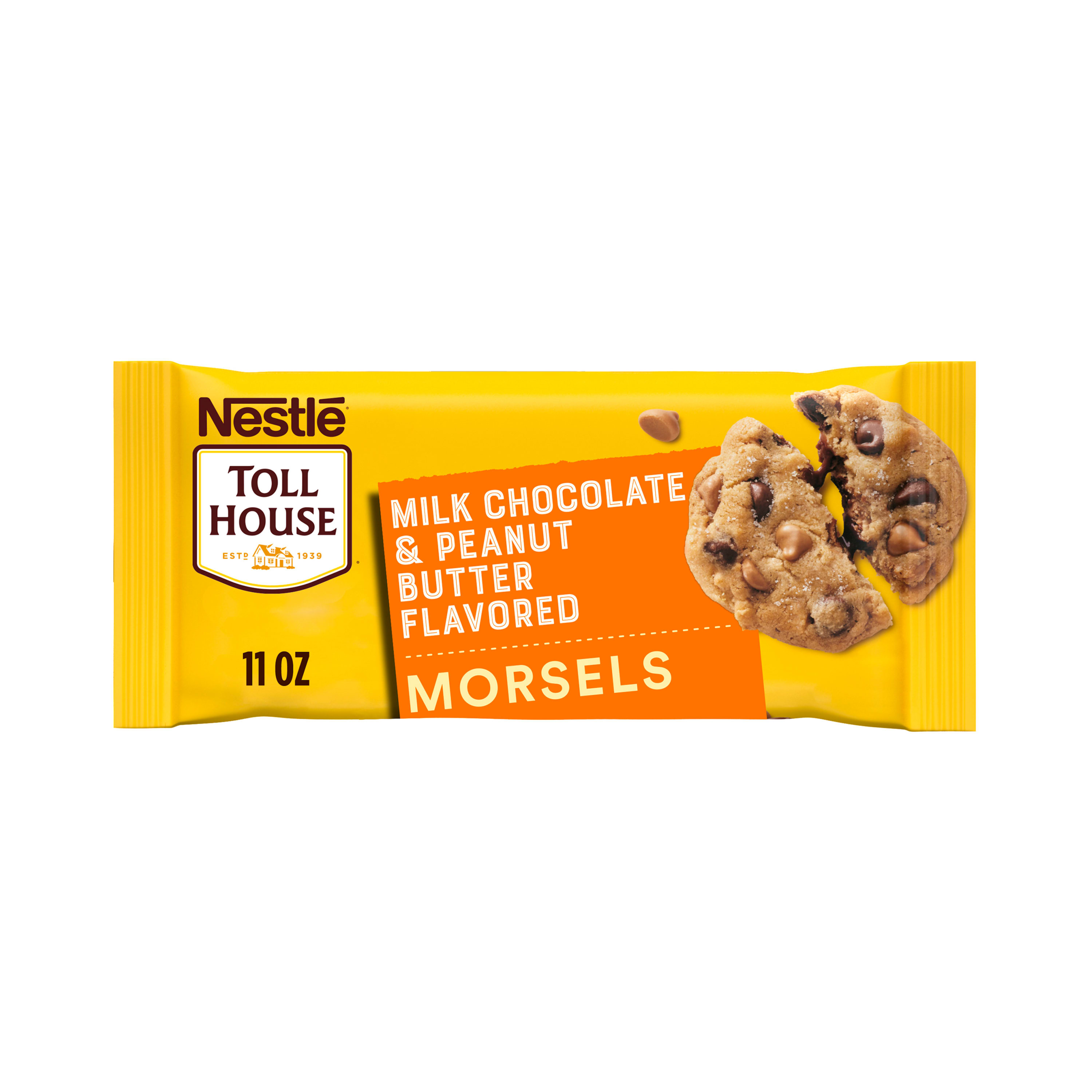 Nestle Toll House Milk Chocolate and Peanut Butter Baking Chips,  Regular Size Morsels, 11 oz Bag - image 1 of 10