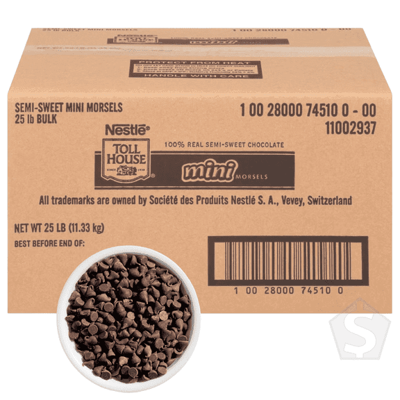 Nestle Toll House Mini Semi-Sweet Chocolate 4M Morsels 25 lb.