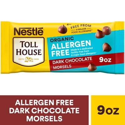 Nestle Toll House Organic Allergen Free Dark Chocolate Regular Baking Chips, Morsels for Baking, 9 oz Bag
