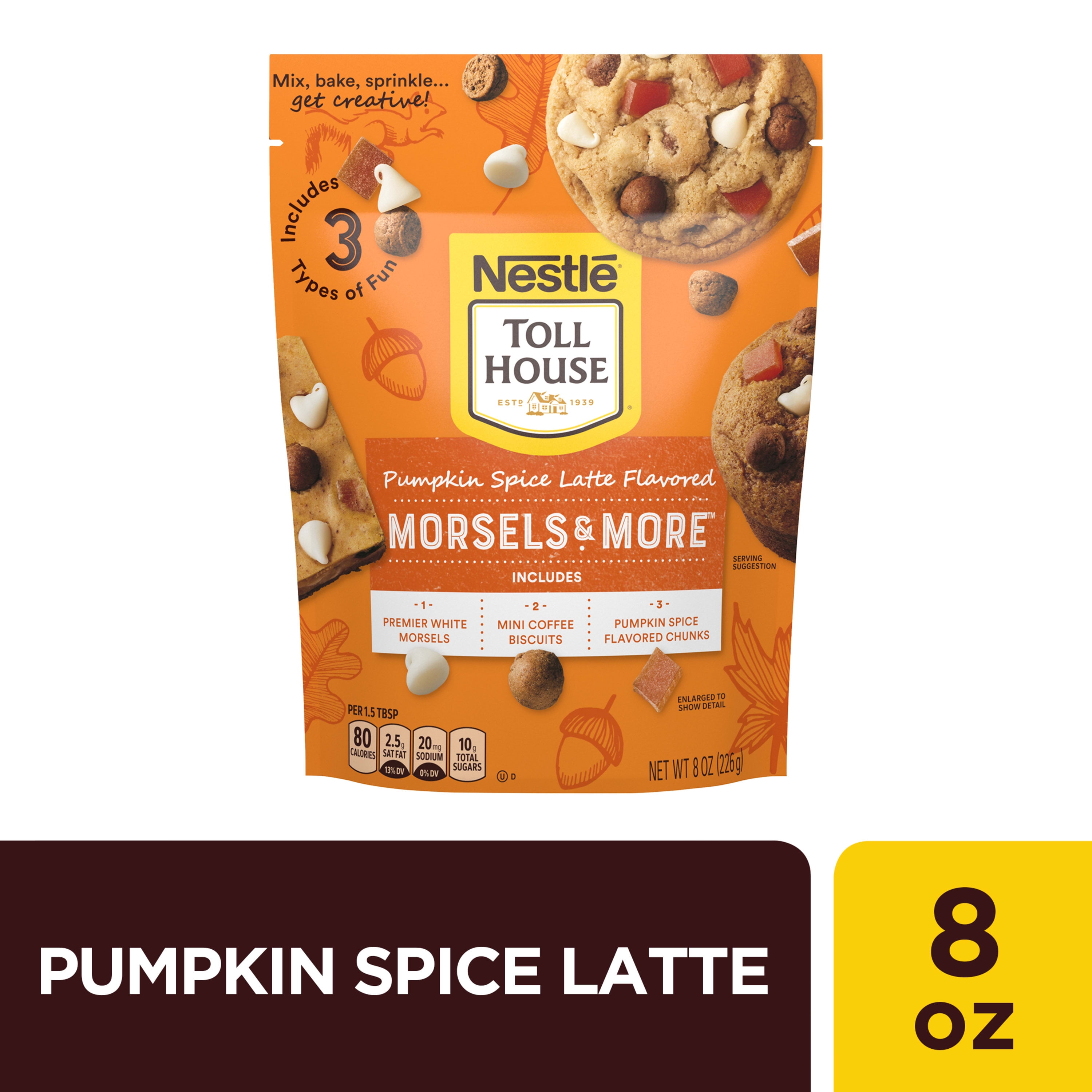 Nestle Toll House Pumpkin Spice Latte Flavored Baking Chips, Morsels, 8 ...