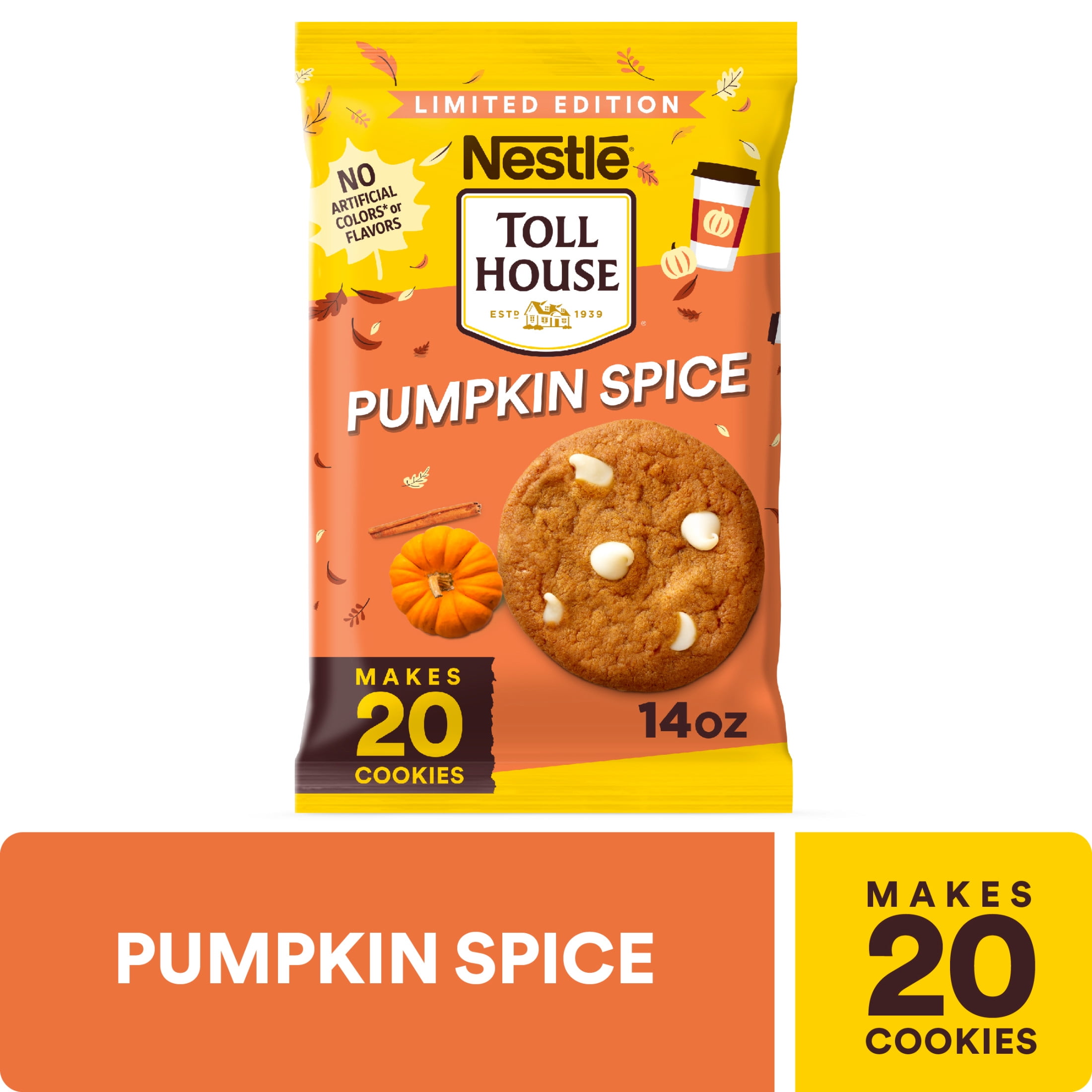 Nestle Toll House Ready to Bake Pumpkin Spice Refrigerated Cookie Dough, 14 oz (Regular Container)