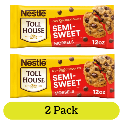 Nestle Toll House Semi Sweet Chocolate Chips for Valentine's Day Cookie Baking, Regular, 12 oz Bag (2 Pack)