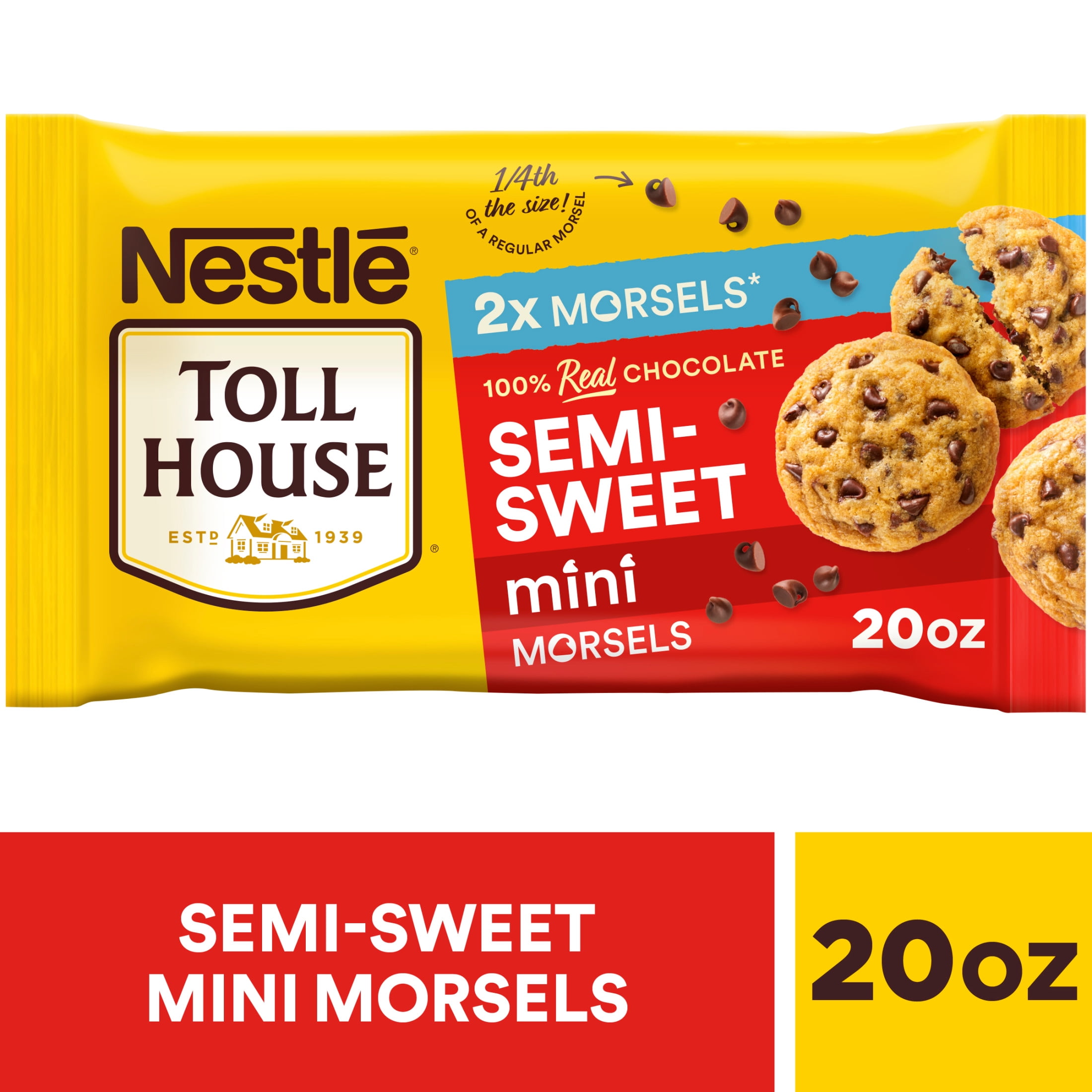 Nestle Toll House Semi Sweet Mini Chocolate Chips for Christmas Cookie Baking, 20 oz Bag