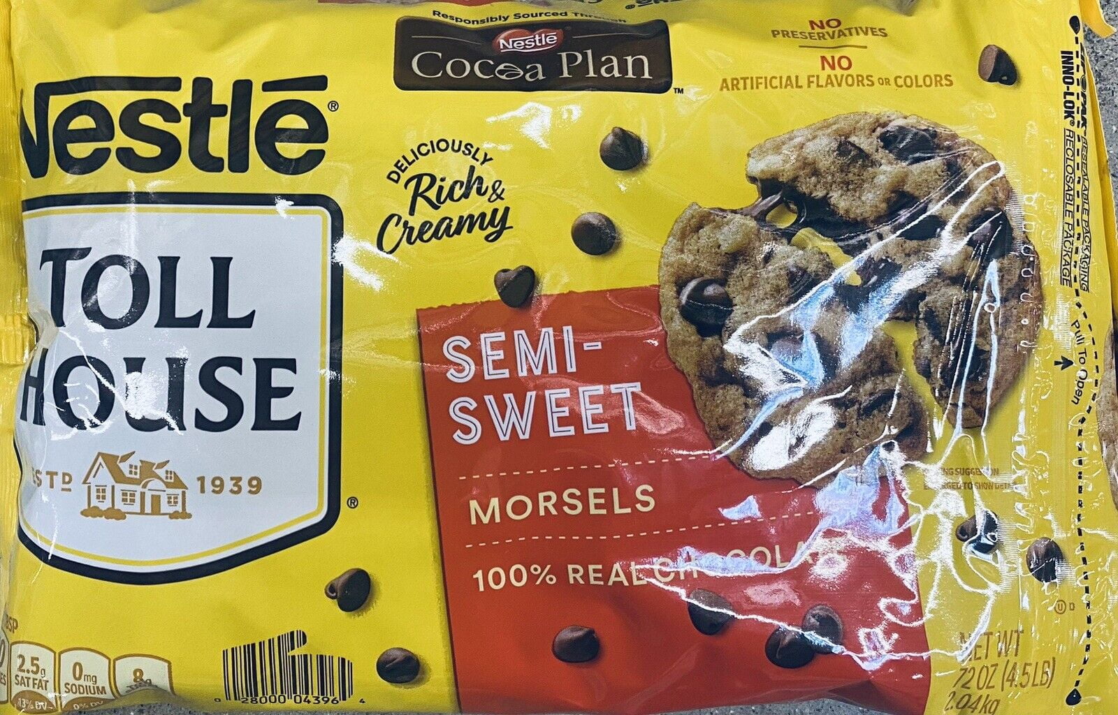 Nestle Toll House Semi Sweet Morsels Baking Chocolate Chips 72 oz JUMBO Bag
