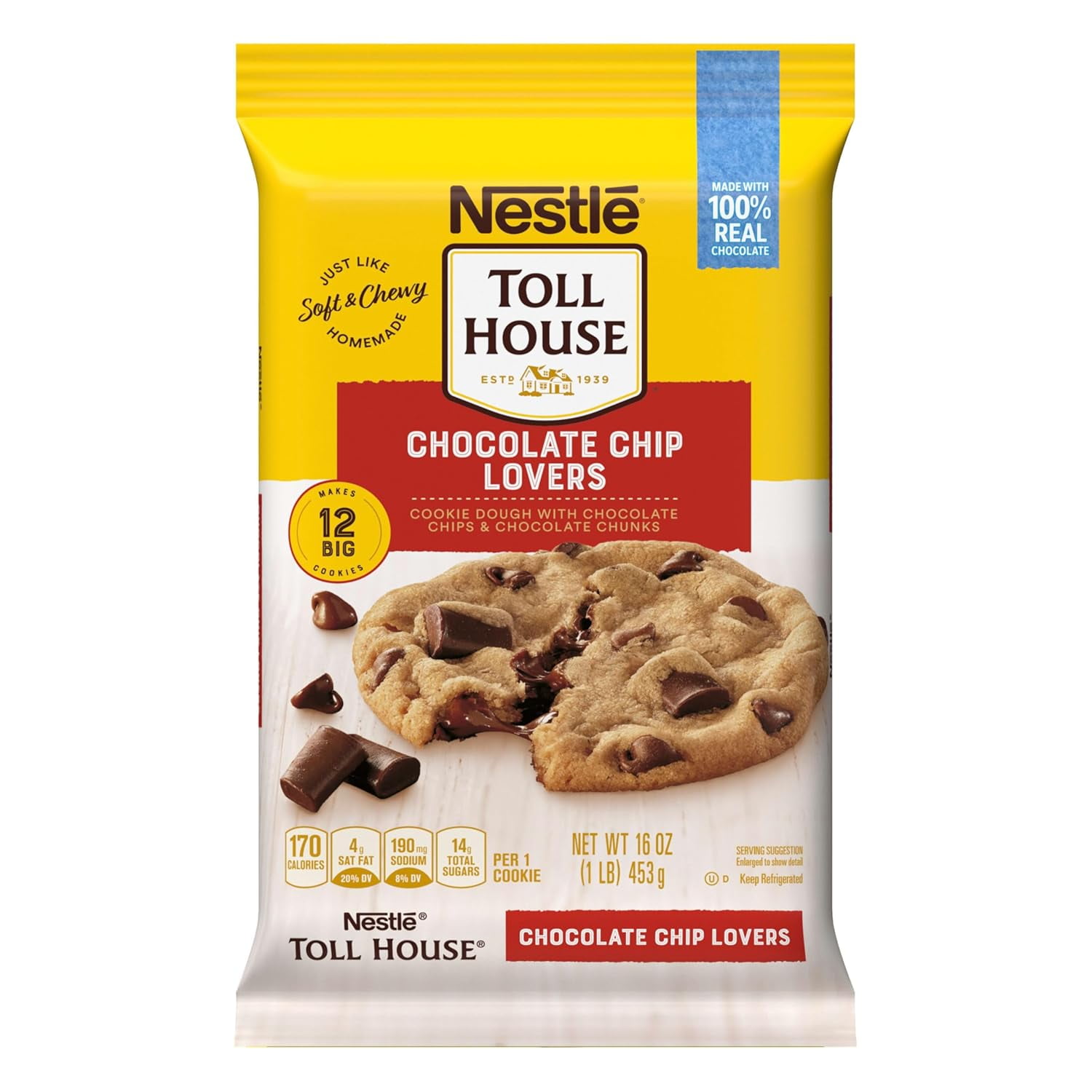 Nestle Toll House Ultimates Cookie Dough Chocolate Chip Lovers 16 oz Package May Vary