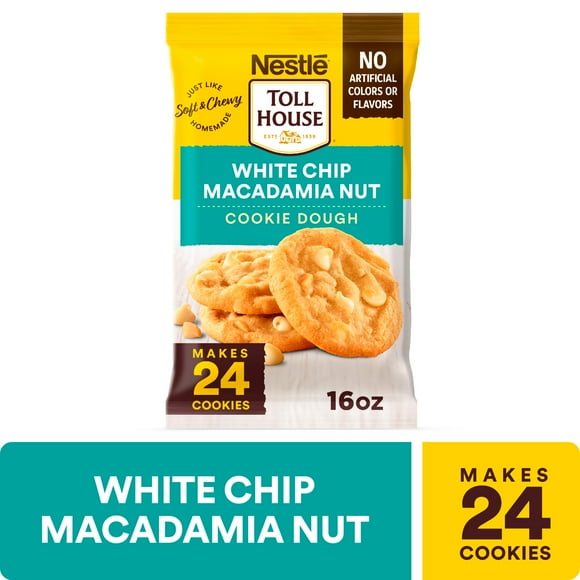 Nestle Toll House Ready to Bake White Chip Macadamia Nut Cookie Dough, Makes 24 Cookies, 16 oz