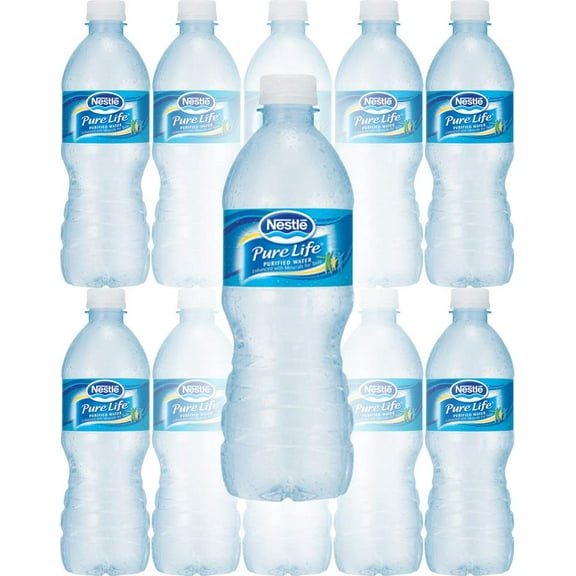 Nestle Water, Pure Life, Purified Water, 16.9 Fl Oz Bottle (Pack of 10, Total of 169 Fl Oz)