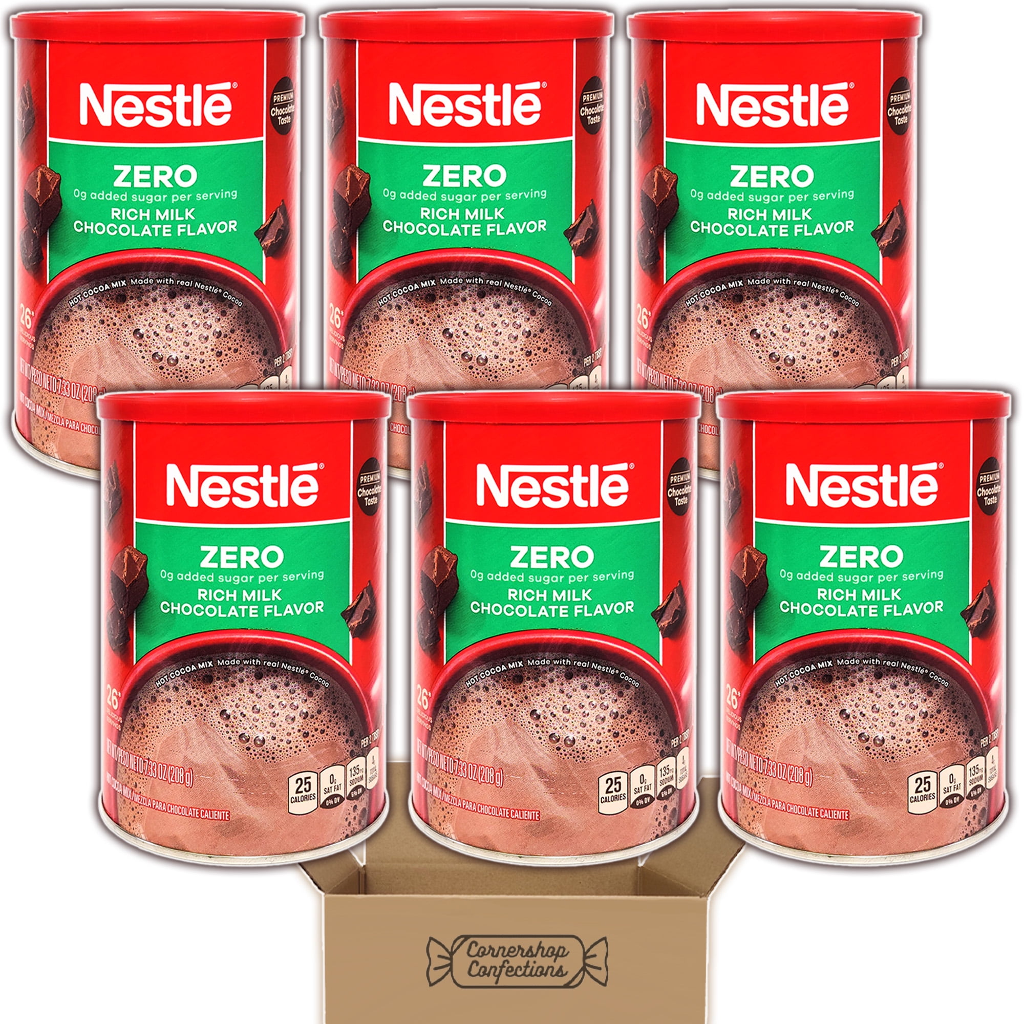 Nestle ZERO Milk Chocolate Cocoa Mix - 6 Canister Bulk Pack - ZERO