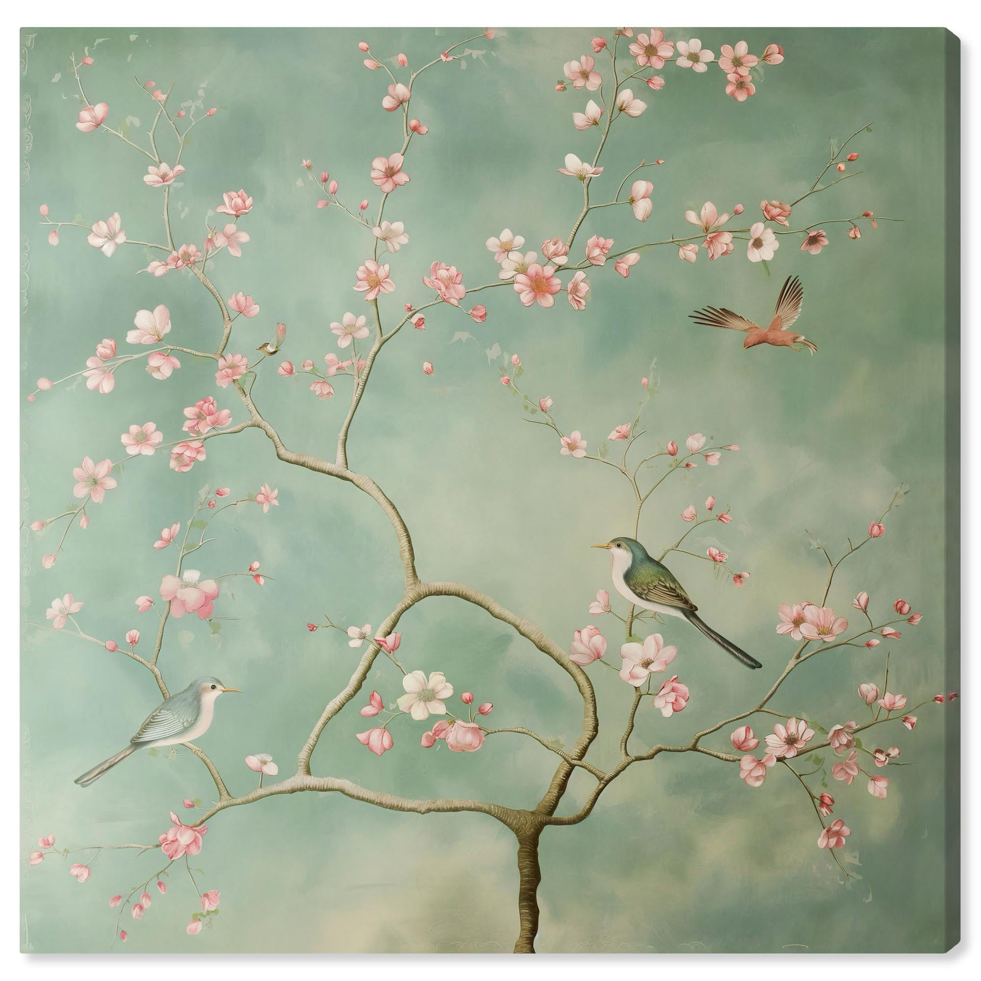 Nestled Floral Tree Chinoiserie Art on Gallery Wrapped Canvas