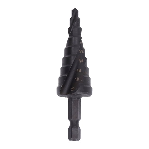 NestledNature Step Drill Bit HSS Spiral Groove Pagoda Hole Reamer Hex Shank Tool For Metal Black,Step Drill Bit,HSS Step Drill Bit