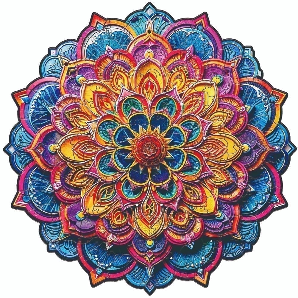 Nestologi Mandala Flower Bouquet Premium Wooden Jigsaw Puzzle for Adults - Large - 5  Hours to Complete