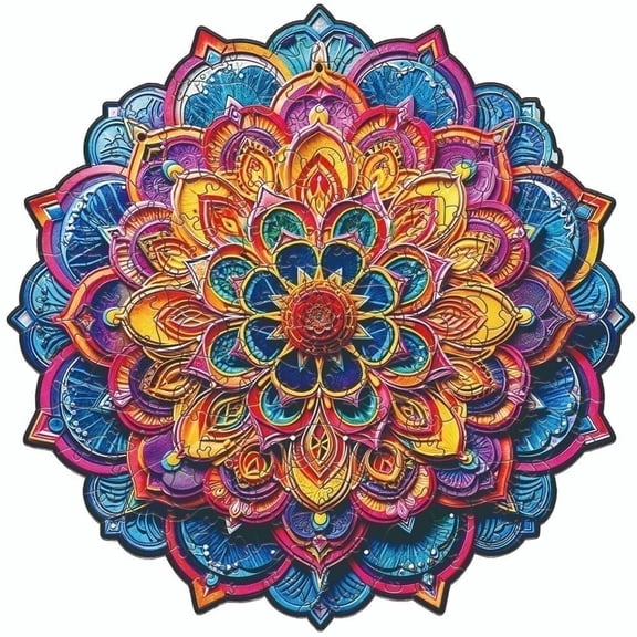 Nestologi Mandala Flower Bouquet Premium Wooden Jigsaw Puzzle for Adults - Large - 5 Hours to Complete