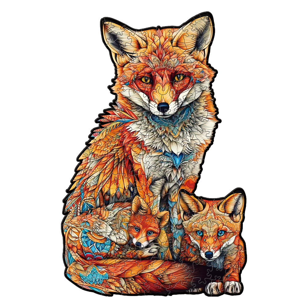 Nestologi Fox with Pup Premium Wooden Jigsaw Puzzle for Adults - Large - 5 Hours to Complete