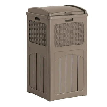 Nestora 30 Gallon Trash Can, Resin Outdoor Garbage Can with Lid, Waterproof Hideaway Patio Waste Bins for Outside Use