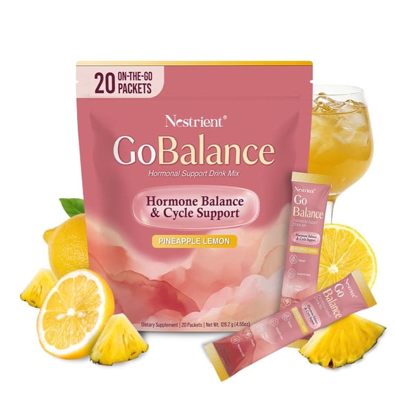 Nestrient GoBalance Myo & D-Chiro Inositol Powder 40:1 Ratio for Hormonal Balance, Women's Health Drink Mix with Magnesium & L-Theanine, Pineapple Lemonade, 20 Packets