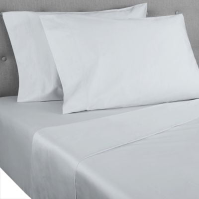 Nestwell Cotton Percale 400-Thread-Count Twin Flat Sheet in Illusion Blue
