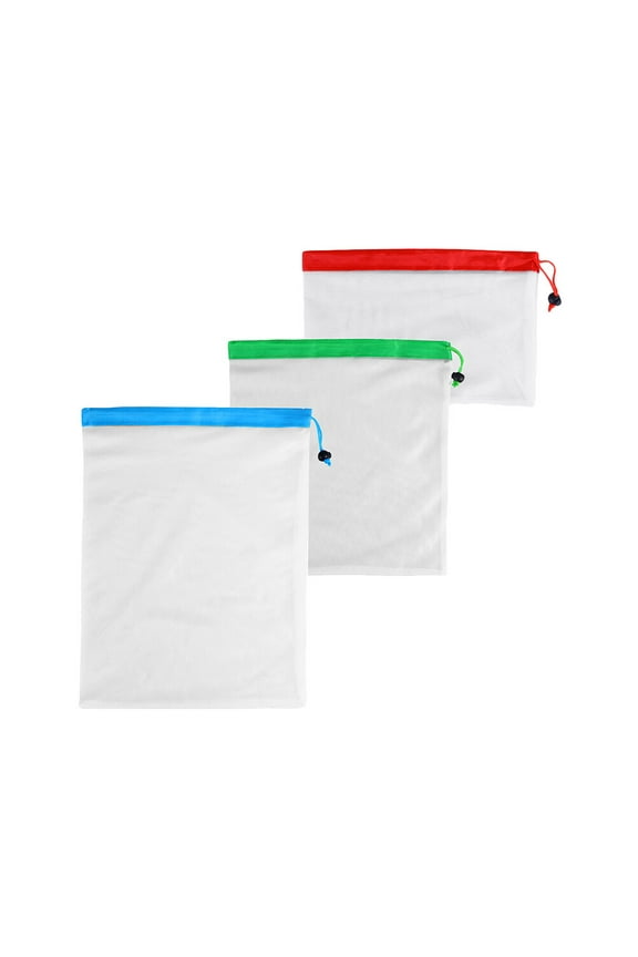 3 Pcs Reusable Mesh Net Bags for Wrapping and Storage, 8cm Drawstring Pouches for Organizing
