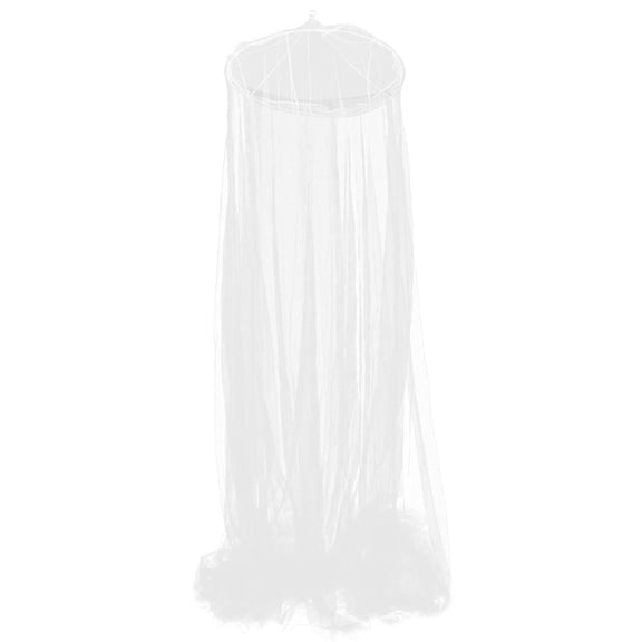 Supvox White Polyester Decorative Bed Net Ceiling Hanging Canopy Curtain for Bedroom