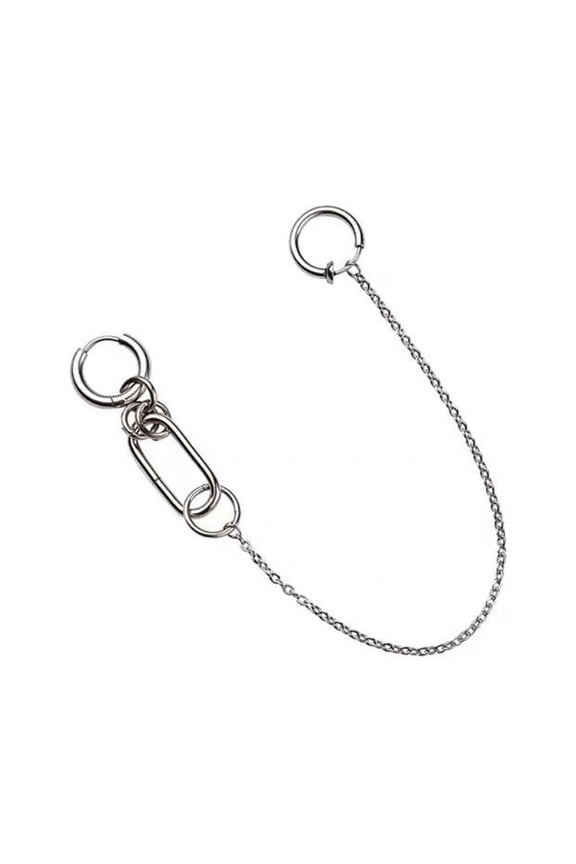 Net Celebrity Punk Terroir Cool Personality Earrings Lip Chain Nose Chain One-piece Lip Ring Fake Piercing Body Jewelry