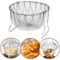 thumbnail image 1 of Net Fry Cooking Fryer Basket,GIXUSIL Silver Stainless Steel Foldable Fry Basket,Frying Basket Strainer,Collapsible Colander,Net Folding Frying Basket,for Fries, Vegetables, Salads, 1 of 9