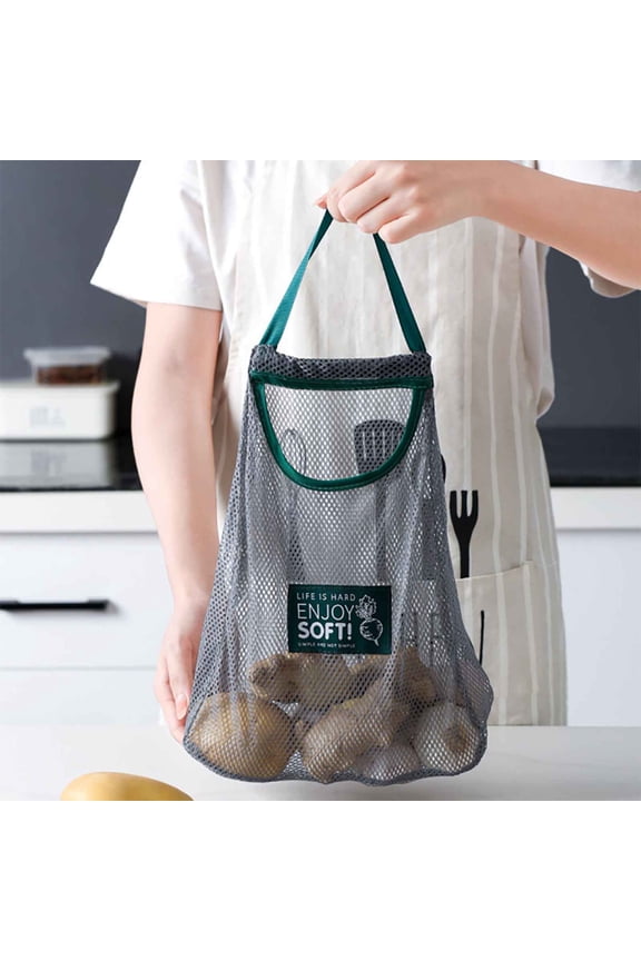 Net Hanging Storage Bag Reusable Household Portable Grocery Mesh Bags Organizer Made of Polyester Suitable for Daily Use Market Shopping Travel Picnics Camping Beach Vacations and Daily Necessities