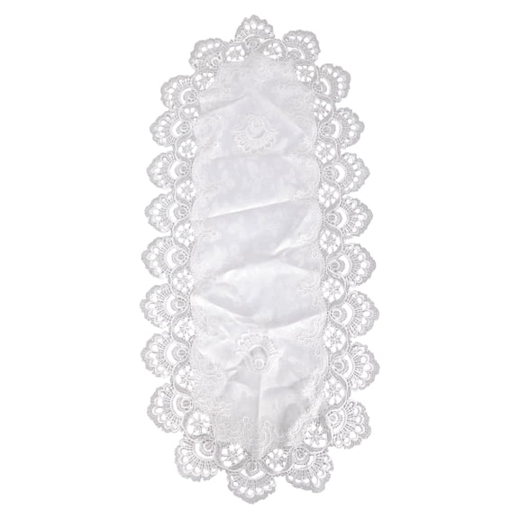 Net Lace Doily 40x90cm Tablecloth with Lace Trim Coffee Table Cover Washable Tablecloth for Dining Room Wedding Banquet