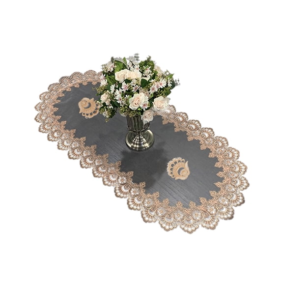 Net Lace Doily 40x90cm Tablecloth with Lace Trim Coffee Table Cover Washable Tablecloth for Dining Room Wedding Banquet