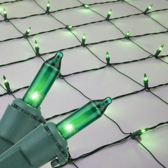 Net Lights Christmas Clear Net Christmas Lights Outdoor Net, Outdoor Warm Christmas Lights / Outdoor Decorative Lights Christmas Net Lights on Green Wire (4'x 6' net, 150 Lights, Green)