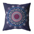 thumbnail image 1 of Net Mandala Broadcloth Indoor Outdoor Zippered Pillow Navy, 1 of 4