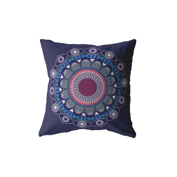 Amrita Sen Net Mandala Broadcloth Indoor Outdoor Zippered Pillow Navy