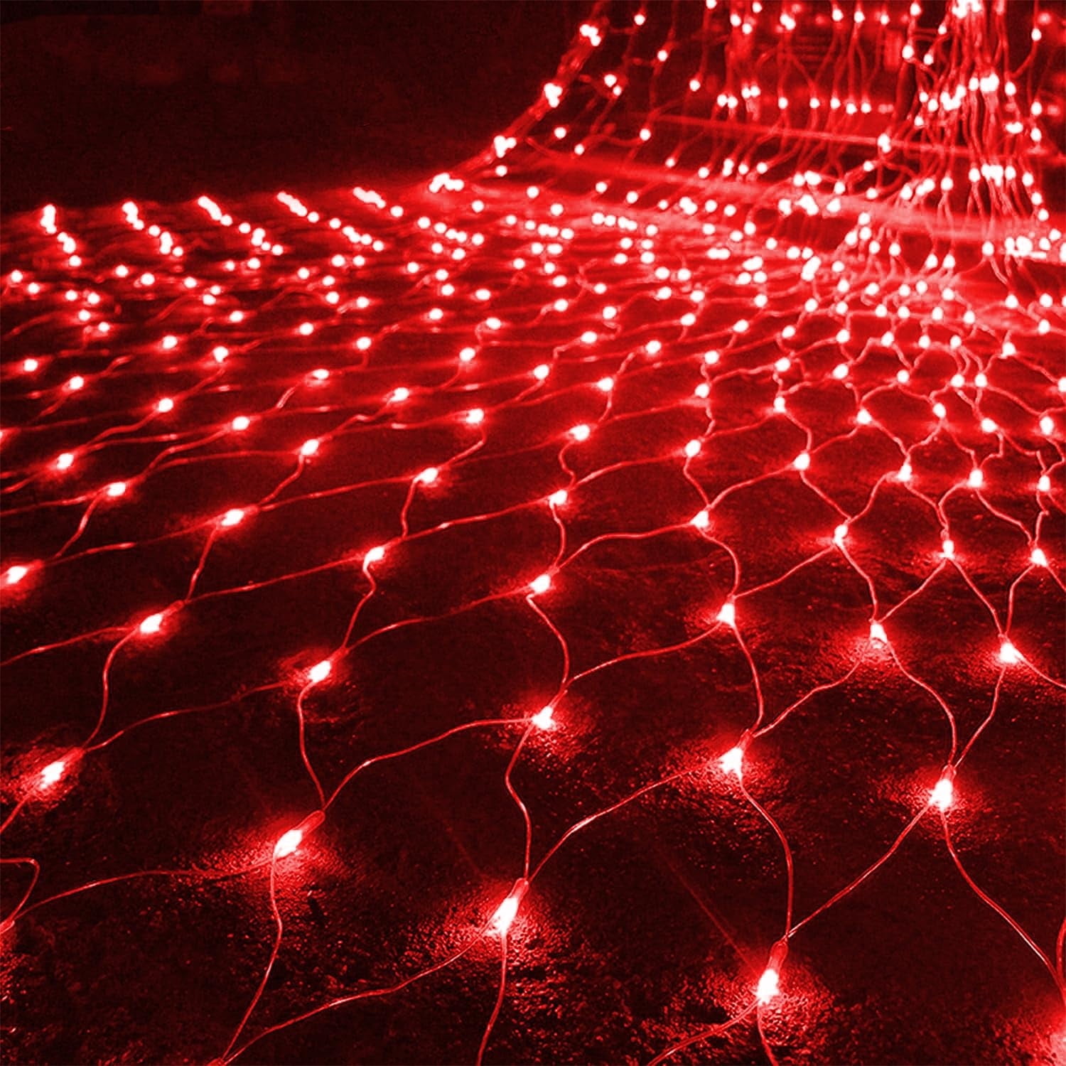 Net Mesh String Lights Waterproof ,8 Lighting Modes, Outdoor Christmas Decorative Lights, for Indoor Outdoor, Curtain, Christmas Tree, Holiday, Party(9.84 Ft x 6.6 Ft 144 LED, Red)