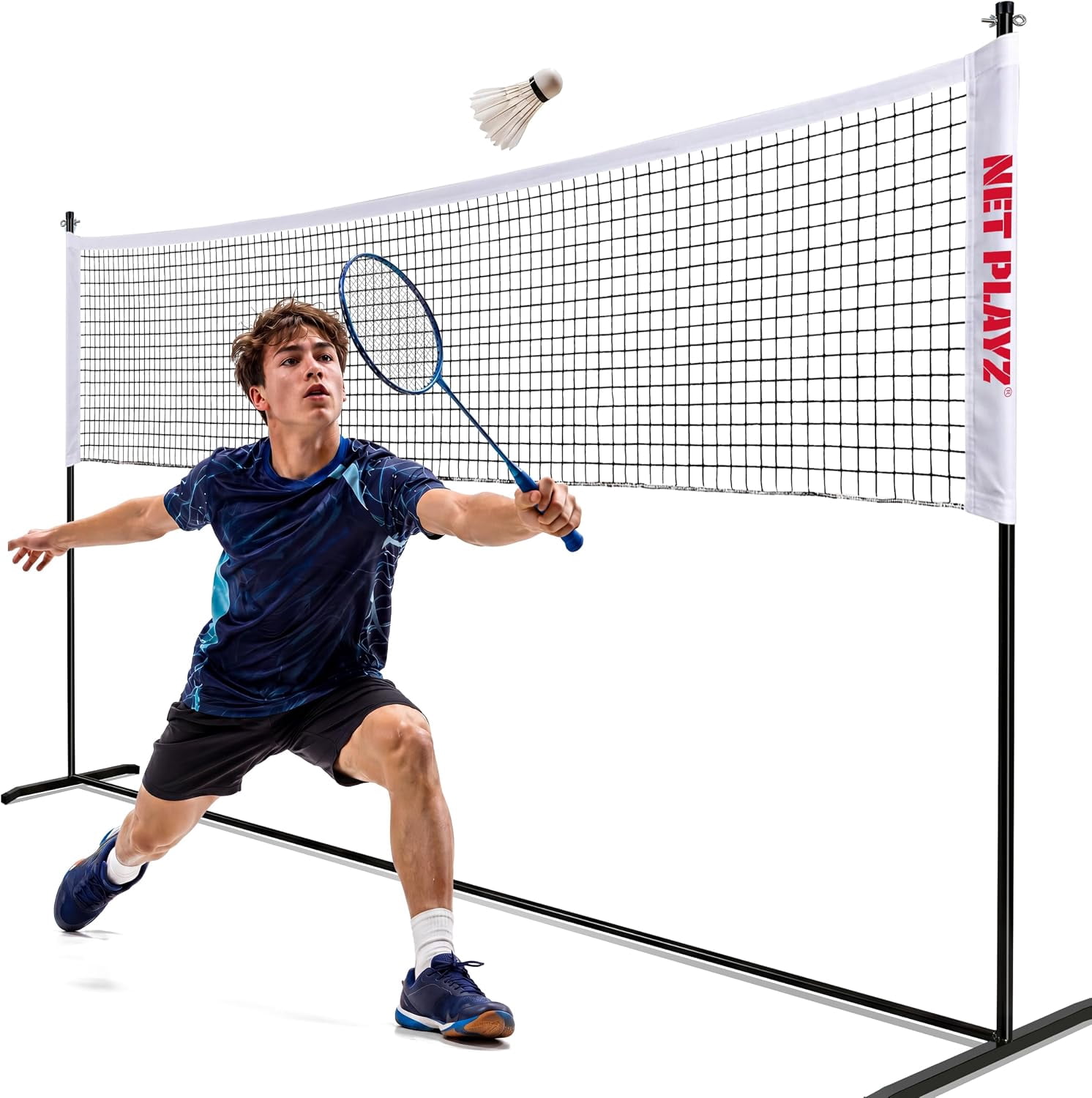 Net Playz 12ft Adjustable Badminton Net, Multi-Sport for Backyard Outdoor Play with Bag