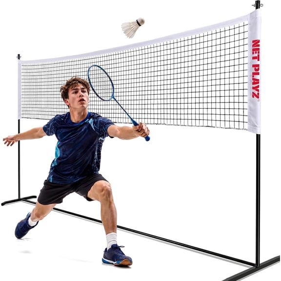 Net Playz 12ft Adjustable Badminton Net, Multi-Sport for Backyard Outdoor Play with Bag