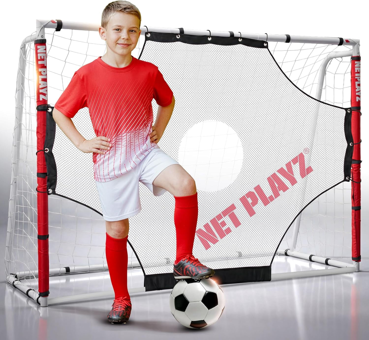 Net Playz 7x5ft Metal Soccer Goal with Target Net for Backyard Training