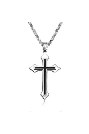 Net Red Cross Rack Necklace Men S Stainless Steel Domineering Korean Fashion Couple Pendant Male Student Pendant Accessories