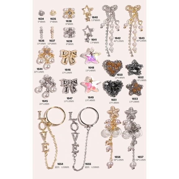 Net Red Ins Wind Nail Art Jewelry Silver Diamond Rhinestone Super Flash Ring Chain Pearl Starfish Jewelry Nails