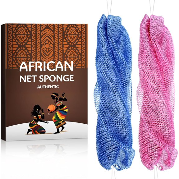 Net Sponge Authentic - Real Bath Sponge with Knots and Ropes - Exfoliator Washer Cloth with Travel Bag - Shower Care Essentials for Daily Use