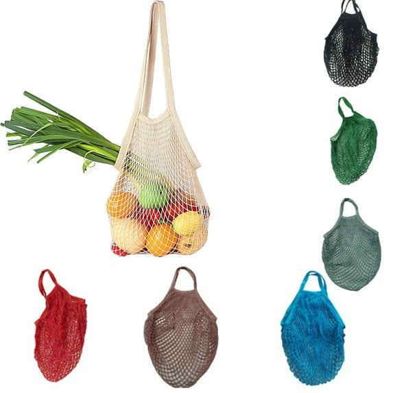 Net String Shopping Bag Long Handle Portable Washable Reusable Net Shopping Tote String Bag Organizer for Grocery Shopping, Beach, Toys, Storage, Fruit, Vegetable and Market