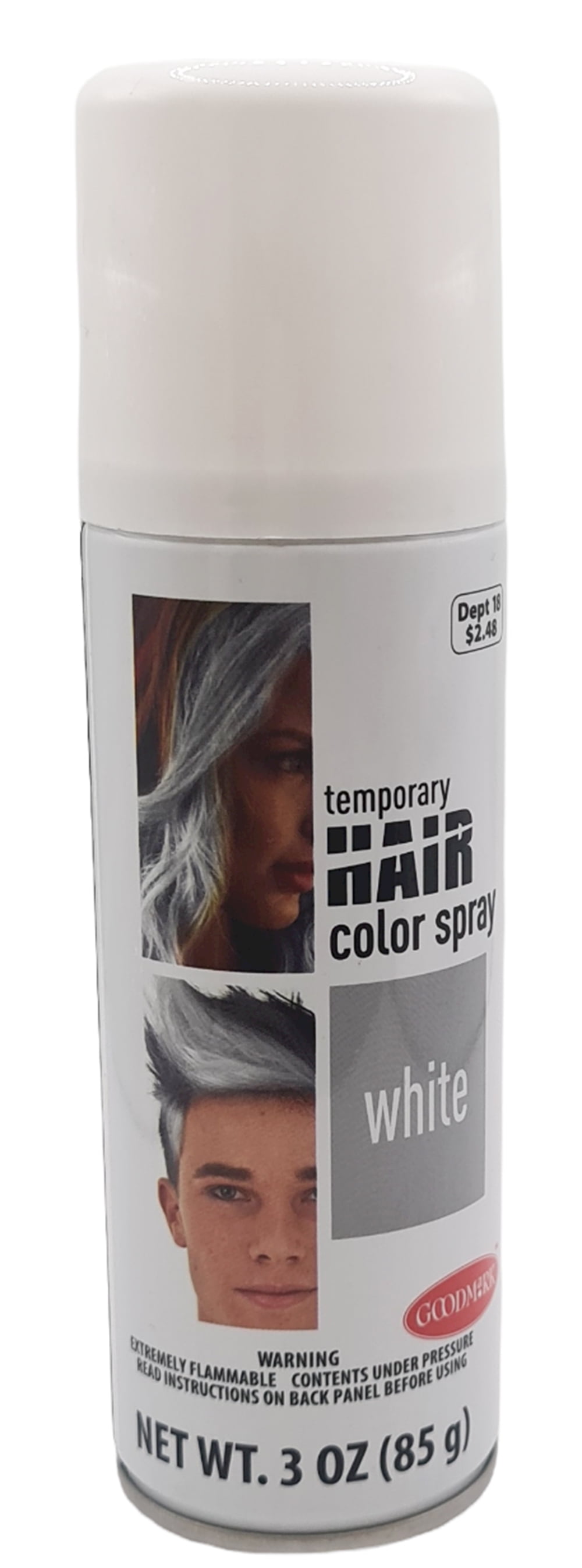 Net Wt. 3oz (85g), Temporary Hair Color Spray, White,Unisex Adult