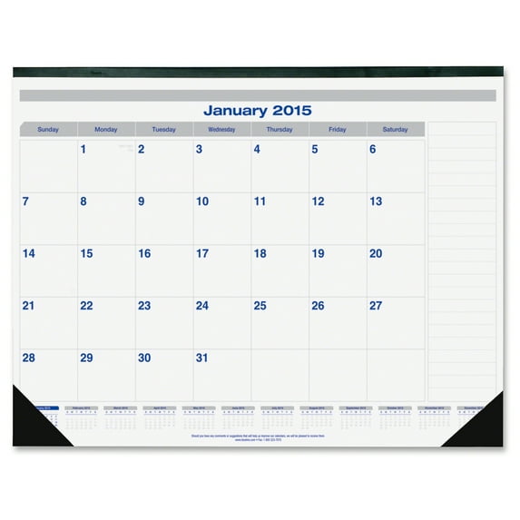 Rediform Office Products B1998706 2024 22 x 17 in. Blueline Net Zero Carbon Monthly Desk Pad Calendar with Black Band & Corners, Blue