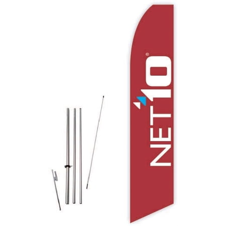 Net10 Red Super Novo Feather Flag - Complete with 15ft Pole Set and Ground Spike